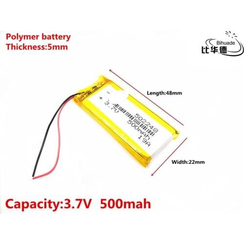 3.7V 500mAh 502248 Lithium Polymer Li-Po li ion Rechargeable Battery Lipo cells For Bluetooth speaker GPS PDA Tachograph