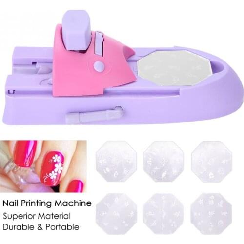 Professional Nail Art DIY Pattern Printing Machine Stamper Nail Printer Manicure Machine with 6pcs Metal Stamp Nail Equipment