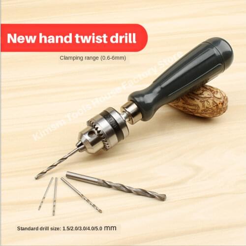 Multifunctional Hand Twist Drill With 5 Drilling Bits For Woodworking DIY Crafts Making Precision High Speed Steel Drill Set