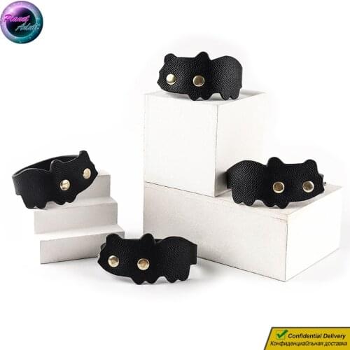 RUNYU Lovely Cat Kitten Style Handcuffs & Shackles Bracelet Genuine Leather BDSM Cosplay Sex Toys for Women Lesbian Men Couples
