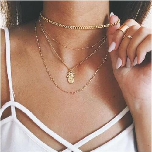 New Fashion Multi Layer Pineapple Necklace Set Women Girl Jewelry Gift