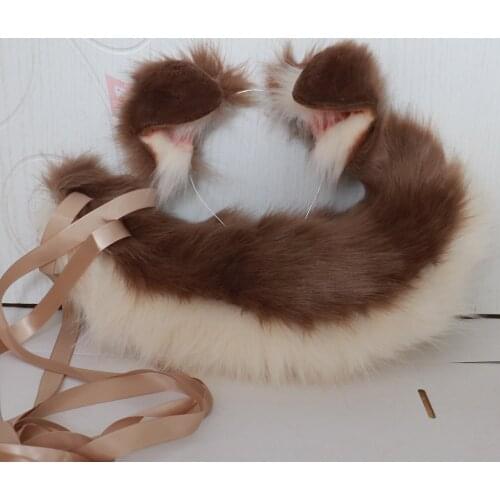 New Lolita Cosplay Shiba Inu Dog Neko Fox Ears Headband Hair Hoop Tail Set For Girl And Women Carnaval Accessories