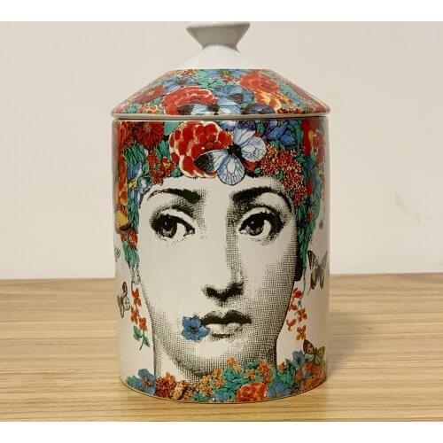Flower Style Butterfly Girl Lady Face Decorative Jar Candle Holder Makeup Pen Jewellery Storage Box with Lid Ceramic Crafts