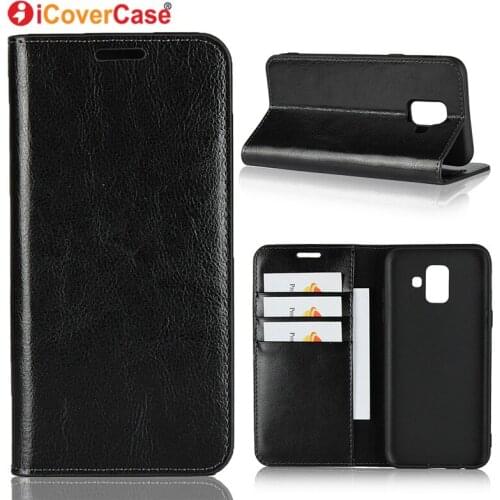 Luxury Genuine Leather Flip Coque Cases For Samsung Galaxy A6 Plus A 6 A6plus 2018 Case Wallet Cover Protector Fundas Phone Capa