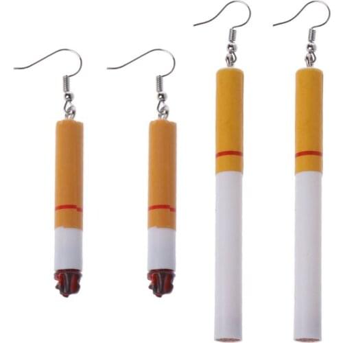 1 Pair Simulation Cigarette Butts Acrylic Resin Earrings Wacky Fun Lady Fashion Jewelry Christmas Gifts New