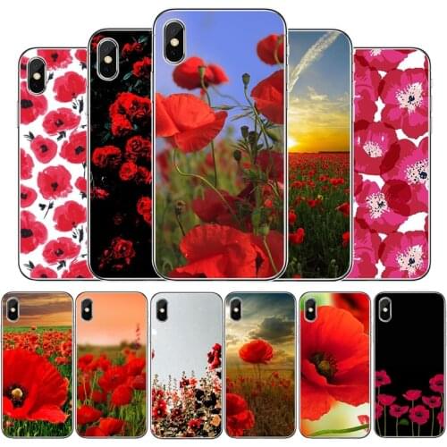 Red Poppies Silicone phone case For iphone 12 11Pro Max 11 XR XS Max X 8 7 6 6S Plus 5 5S SE 2020 Back Cover Shell