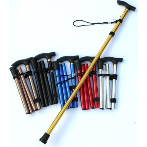 Walking Stick Hiking Trekking Poles Trail Ultralight 4-section Adjustable Canes Aluminum Alloy Folding Cane Walking Sticks