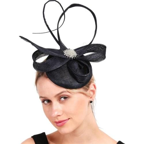 Vintage Millinery Hats Church Sinamay Fascinators Elegant Women Simulation Pearl Decoration Headwear Bridal Married Caps XMF306