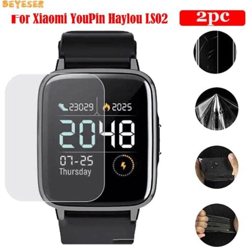 2PCS Ultra Thin Clear Protective Films For Xiaomi YouPin Haylou LS02 Smartwatch Full Screen Protector Cover Protection Not Glass