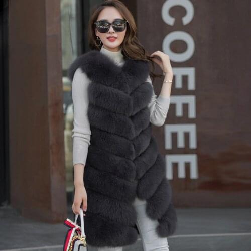 Women Clothes New Real Vest Coat Sleeveless Fox Fur Coats Jacket Winter Warm Vests Manteau Femme Hiver ZL592