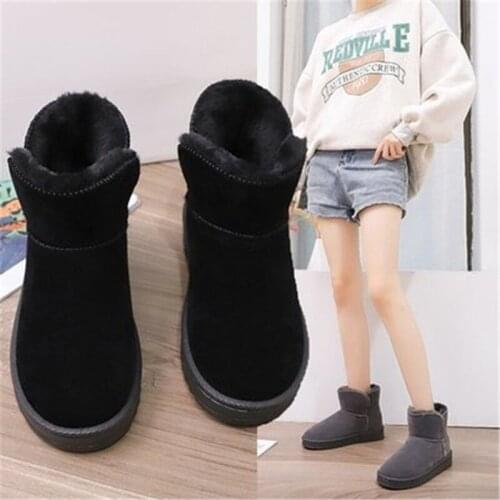 Snow Boots Womens 2021 Autumn Winter Korean Short-Tube Cotton Boots Comfortable Velvet Warm Cotton Shoes Non-Slip Martin Boots