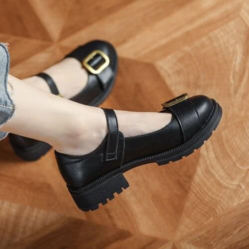 Retro Woman Shoes Autumn Female Moccasin Oxfords Flats Low Heels Clogs Platform Fall Summer Genuine Leather New Dress Creepers B