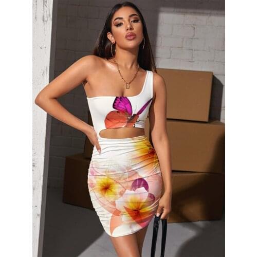 Giyu Brand Flower Dresses Women Butterfly Halter Sleeveless Animal Vestido Sexy Novel 3d Print Womens Clothing Party Beach Boho