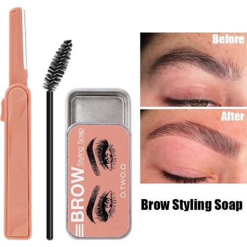 1 Set Eyebrow Soap Wax with Trimmer Waterproof 3D Feathery Wild Brow Styling Cream Makeup Eyebrows Pomade Gel Kit Cosmetics