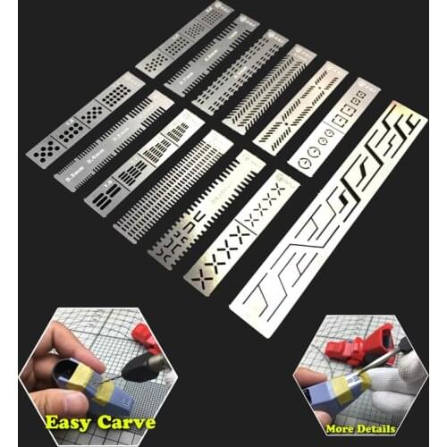 1pc Gundam Model 13 In 1 Carving Auxiliary Stencil Ruler Renovation Engraving Aids Stainless Hole Engraved Tool AJ0090