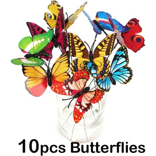 10 Bunch Of Butterflies Garden Yard Planter Colorful Whimsical Butterfly Stakes Decoracion Outdoor Decor Flower Pots Decoration