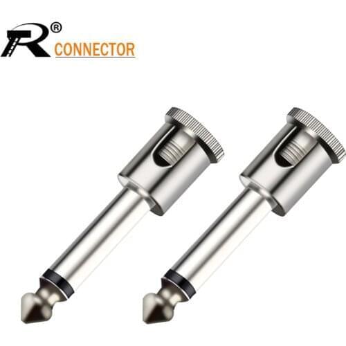 12Pcs DIY Strait Audio Solderless 6.35mm Mono Plug Solder Free Plug guitar connector Chrome Jack PhoneJack Unbalance