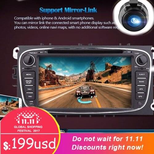 2Din 7 Inch 1024*600 Car DVD for FORD FOCUS 2 MONDEO S-MAX 2008-2011 With WIFI Radio GPS RDS BT ford car dvd focus