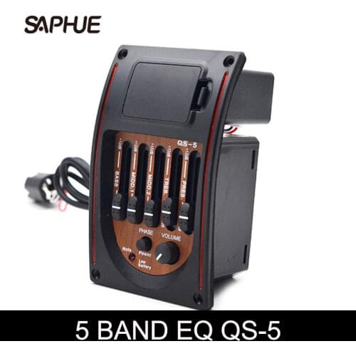 Plastic 5-Band Tone Controls EQ Equalizer Tuner Piezo Pickup Acoustic Guitar Pre-wired Preamp Guitar Parts Accessories