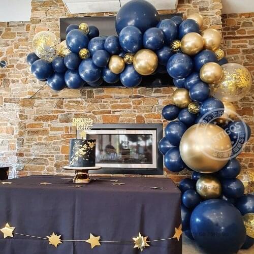 86Pcs/Set 5/10/18Inch Ink Dark Blue Balloons Garland Metallic Gold Latex Confetti Globos Wedding Birthday Party Decorations Kids