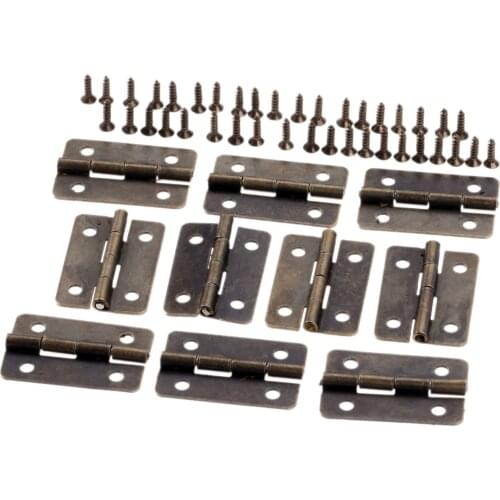 DRELD 10pcs 30x21mm Antique Bronze Cabinet Hinges Furniture Decoration Door Drawer Decorative Mini Hinge For Jewelry Wooden Box