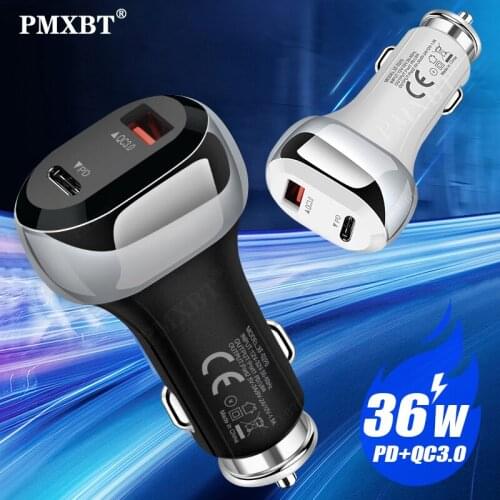 36W Quick Charge 3.0 USB PD Car Charger For iPhone 12 11 Pro Max 12 Mini Huawei PD3.0 Type C Fast Charge Car USB C Phone Charger