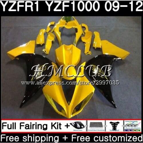 Bodys Yellow black For YAMAHA YZF-1000 YZF R1 2009 2010 2011 2012 9HC.10 YZF-R1 YZF 1000 R 1 YZF1000 YZFR1 09 10 11 12 Fairings