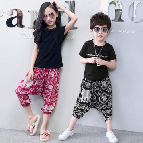 Bohemian Parent-child Harem Pants Mother Kids Boys Girls Summer Casual Cotton Silk Bloomers Mosquito Pants Elephant Trousers