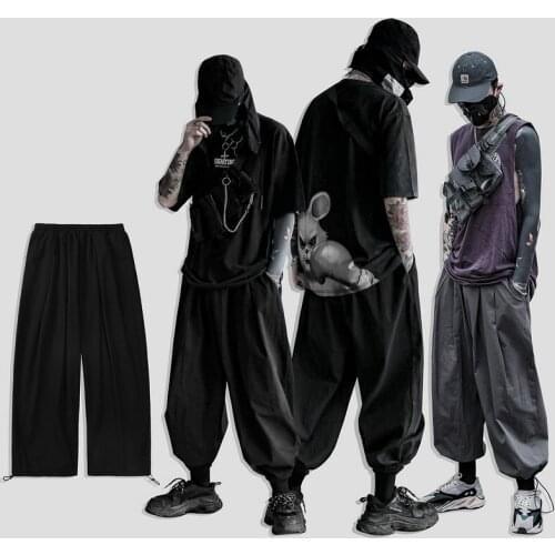 New Casual Harem Pants Mens Fashion Solid Color Loose Hip Hop Pants Men Streetwear Elasticated Waist Trousers Mens M-2XL