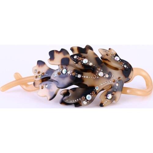 Buena leaves Banana Clip Auger Rhinestone Twist Hair Pin To Acetic Acid Ponytail Holder Ornaments Headdress Pin Shaft Clip