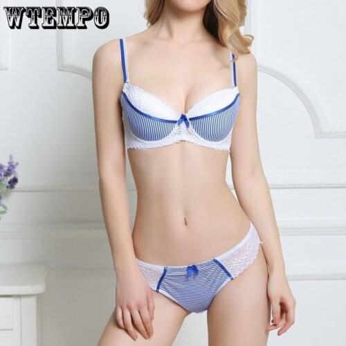 Push Up Bra for Women Plus Size Underwear Set Lace Sexy Bralette and Panties Ladies D E Cup Bra