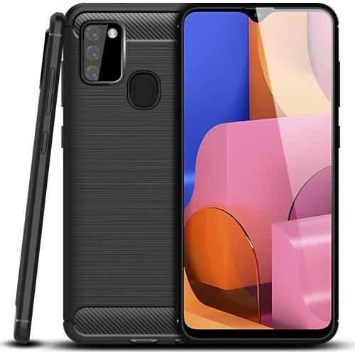 A21S Carbon Fiber Case For Samsung Galaxy A21S Cover TPU Drawing Material Phone Case For Galaxy A21S 360 Full Protective Fundas