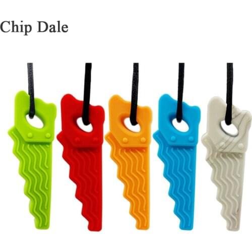 Chip Dale 1PC Baby Silicone Teether Zigzag Chew Necklace Sensory Chewy Molar Pendant Oral Toys for ADHD Kids Gift