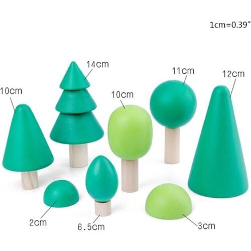 Wooden Kids Blocks Forest Building Toys Rainbow Simulation Tree Educational Gift