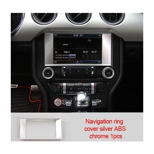 For Ford Mustang 2015-2020 ABS chrome Navigation ring cover silver 1pc