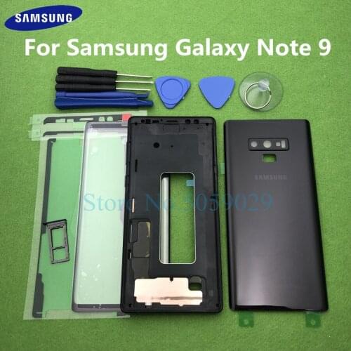 For Samsung Galaxy Note 9 N960 N960F Full Housing Case Bezel Middle Frame Back Cover + Note9 Front Glass Lens Tools Sticker