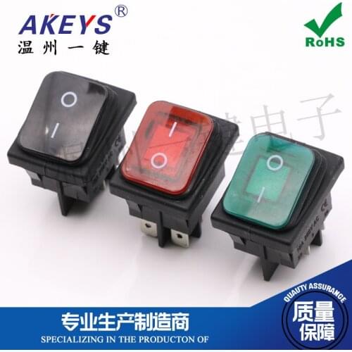 KCD4-201N-FS 4 feet 2 gears with light Dustproof and waterproof rocker switch Silver Contact Rocker Rocker Switch