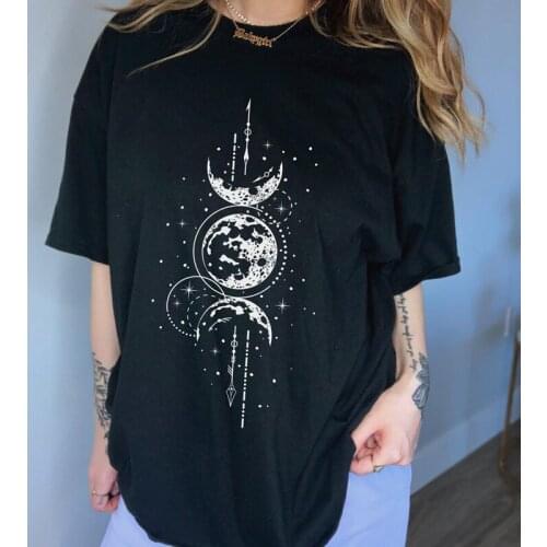 Sun and Moon Women T Shirts Short Sleeve Graphic Tshirt Cotton Summer Fashion Streetwear Female Clothing Trending Original Tops