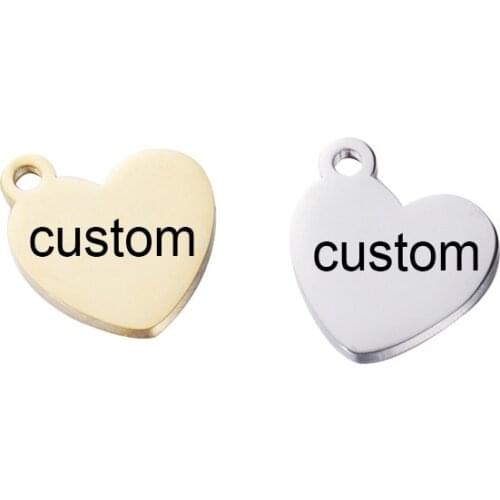 Personalized Stainless Steel Blank Stamping Heart Charms Custom Non-Tarnish Pendant Diy Jewelry Findsings 20pcs