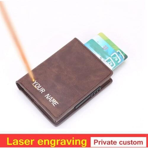 Laser engraving Men women Wallets RFID Aluminium Blocking Credit Card Holder Metal Mini Slim ID Card Small Purses ID Cardholder