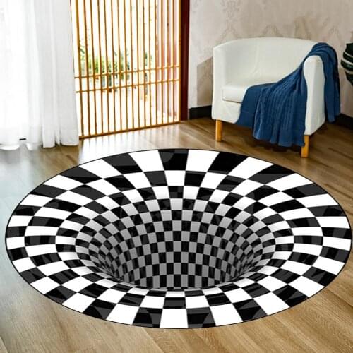 Round Bedroom Carpet Soft Non Slip Polyester Fiber 3D Spiral Vision Rug Round Nursery Carpet For Home Decor Kids Rooms