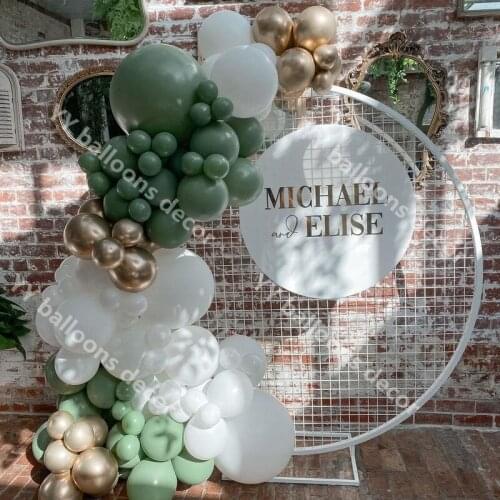 Matte White Chrome Gold Global Dusty Green Balloons Garland ARCH Kit Balloon Arch DIY Wedding Baby Shower Birthday Party Decor