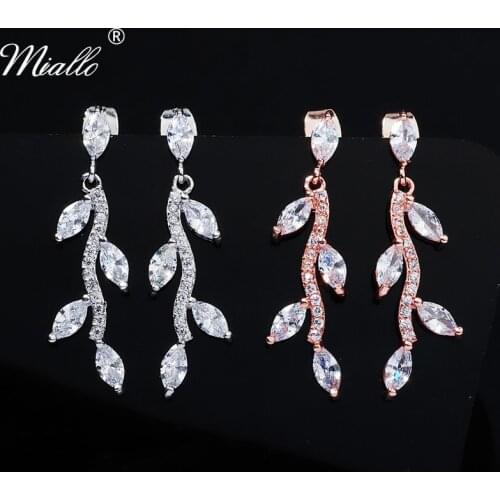 Miallo Fashion Earrings for Women Accessories Cubic Zirconia Silver Color Bridal Wedding Drop Earring 2021 Party Jewelry Gift