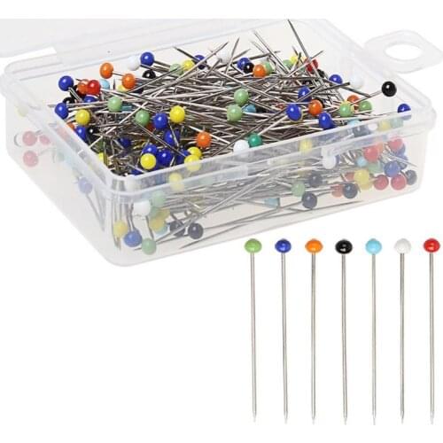 Fashion DIY safety pin 38mm Sewing Needles colored glass head bead pin stitch knitting needles sewing fixed 250pcs/set FZ42