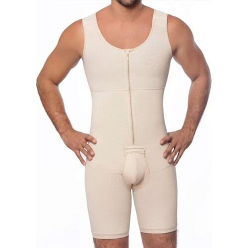 Men Body Shaper Bodysuit Tummy Control Shapewear Sheath Belly Seamless Underwear Open Crotch Breasted Body Shaping Lingerie