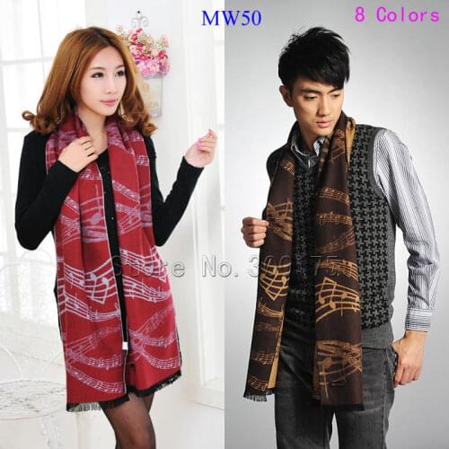 Men Women Winter High-Grade Double Side Brushed Cotton Viscose Scarf Music Long Soft Warm scarf