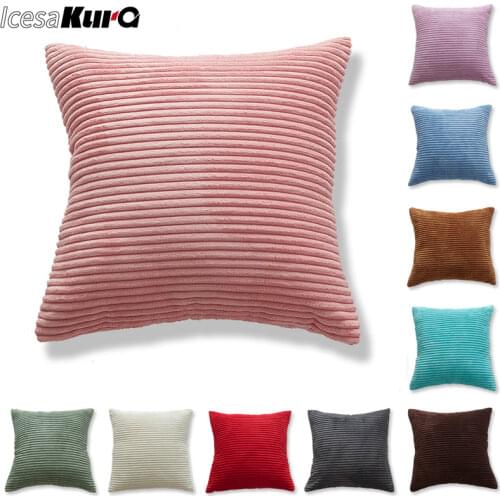 Nordic Cushion Covers Super-Soft Striped Velvet Corduroy Home Decorative Pillow Cover For Sofa 45x45cm Decorative Pillow Case