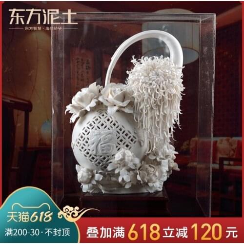 Soil accumulate fortune" dehua white porcelain sculpture art opening gifts furnishing articles and practical atmosphere
