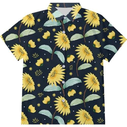 Summer Mens Shirts 3D Printed Sunflower Music Short Sleeve Shirt Hawaiian Casual Holiday Party Men Shirts Oversize Dropshipping