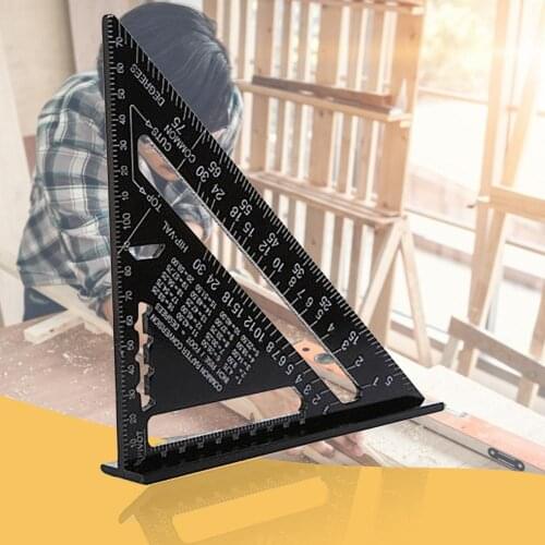 7'' Triangle Angle Protractor Aluminum Alloy Speed Square Measuring Ruler Miter For Framing Building Carpenter Measuring Tools